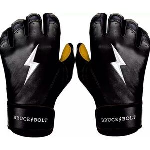 Bruce Bolt Black Batting Gloves YS